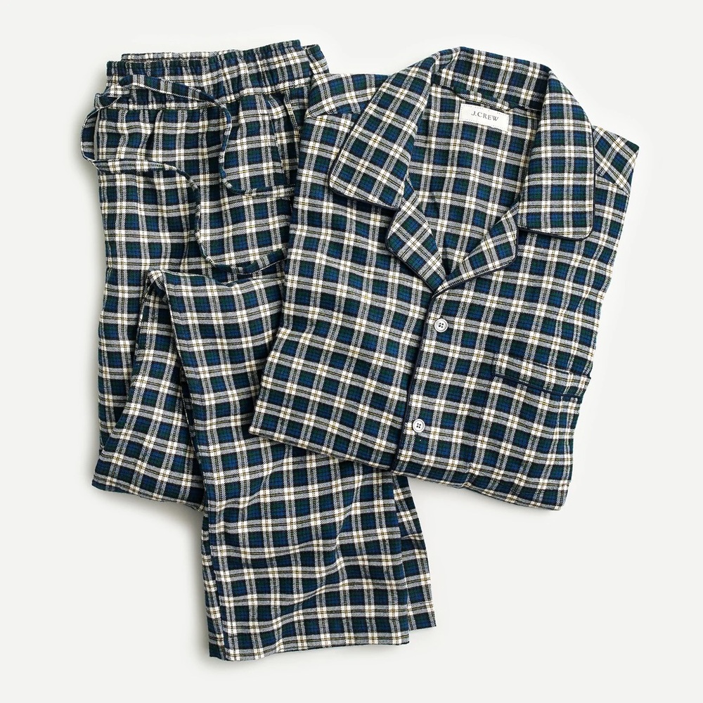 NWT J.Crew Cotton Flannel Plaid PJ Set Sz L